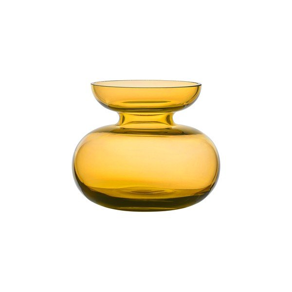 Szklany ręcznie wykonany wazon w kolorze ochry (wysokość 9 cm) Inu – Zone