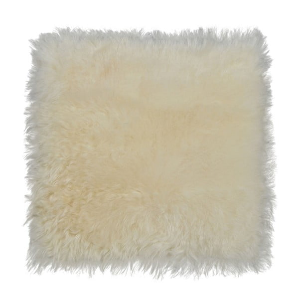Biała poduszka futrzana do siedzenia z krótkim włosiem, 37x37 cm
