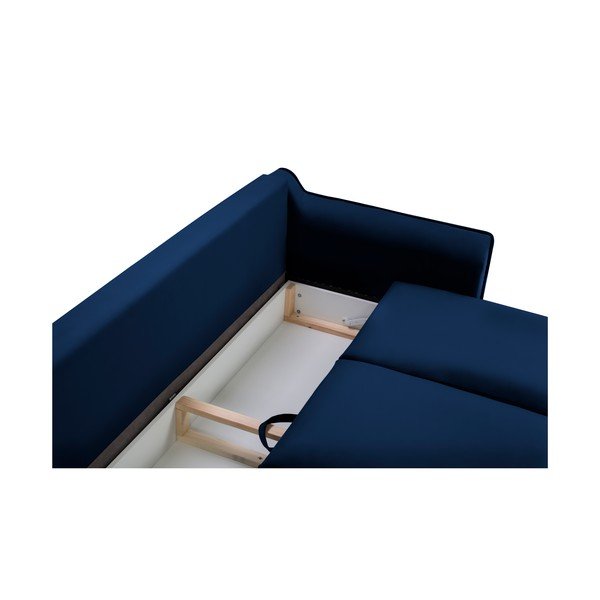 Niebieska aksamitna sofa rozkładana Kooko Home Basso-image-1