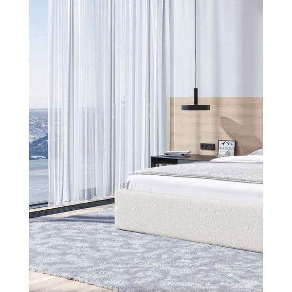 Beżowe tapicerowane łóżko dwuosobowe ze schowkiem i stelażem 180x200 cm Bufo – MESONICA-image-4