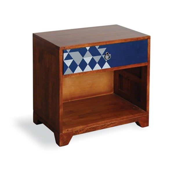 Niebiesko-brązowy stolik z drewna mangowego Bluebone British Vintage