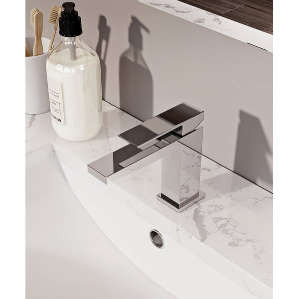 Bateria umywalkowa stojąca w kolorze srebra z połyskiem Latus – Sapho-image-1