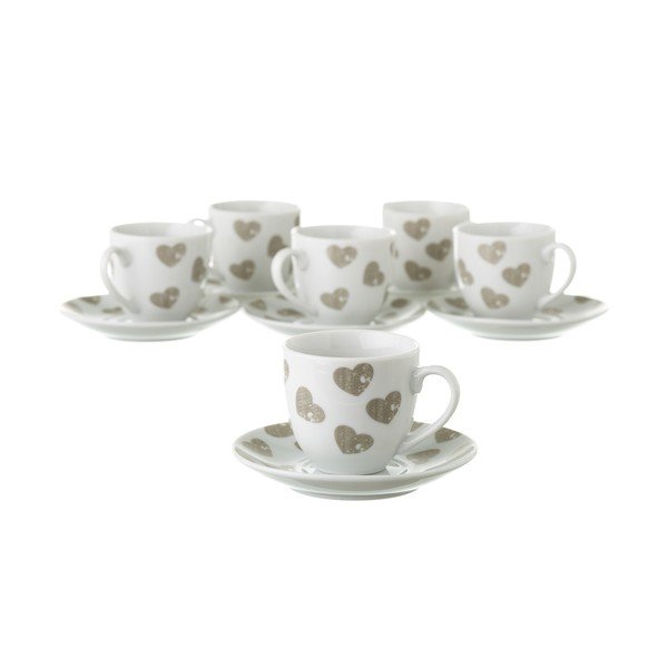 Zestaw 6 filiżanek ze spodkami na metalowym stojaku Unimasa Love-image-2