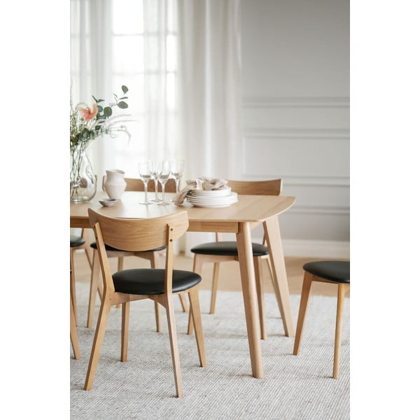 Brązowe dębowe krzesło do jadalni z czarnym siedziskiem Rowico Ami-image-1