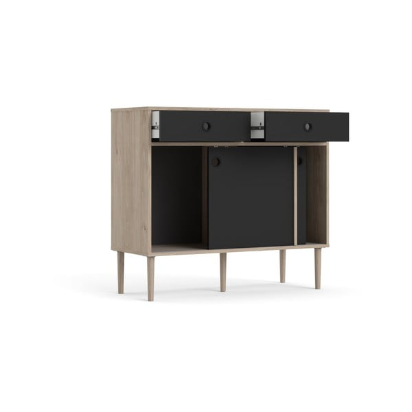 Czarna komoda z ramką w dekorze dębu Tvilum Rome, 99 x 88 cm-image-4