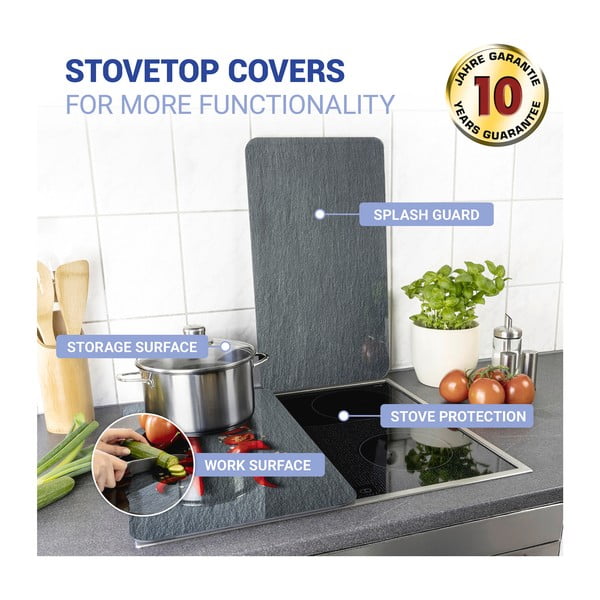 Zestaw 2 szklanych płyt ochronnych na kuchenkę Wenko Cayenne, 52x30 cm-image-3