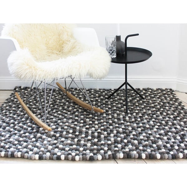 Szaro-biały wełniany dywan kulkowy Wooldot Ball Rugs, 100x150 cm-image-1