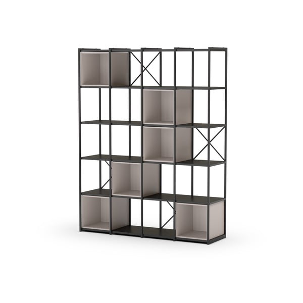 Czarno-kremowy regał 140x179 cm Anya – Marckeric-image-2