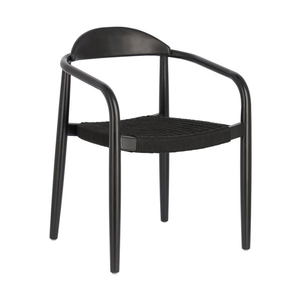 Czarne krzesło ogrodowe z drewna eukaliptusa Kave Home Glynis