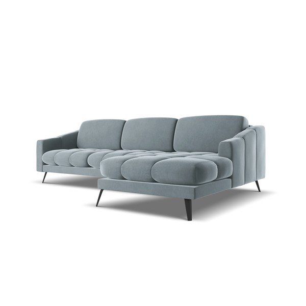 Jasnoniebieski aksamitny narożnik (prawostronny) Nalu – Makamii-image-3