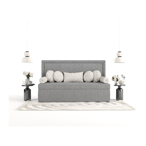 Szare tapicerowane łóżko jednoosobowe 100x200 cm Scala – Maison de Rêve-image-3