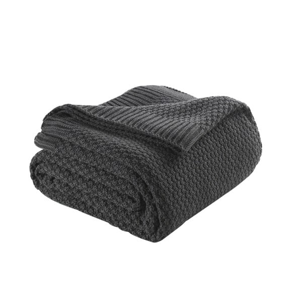 Ciemnoszara narzuta na łóżko z domieszką bawełny Homemania Decor Silvi, 220x240 cm-image-1