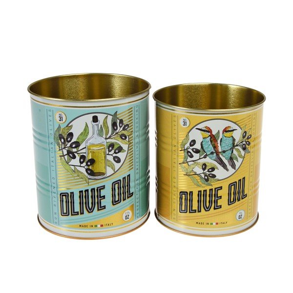 Pojemniki dekoracyjne z cyny zestaw 2 szt. ø 11x13 cm Olive Oil – Rex London-image-1