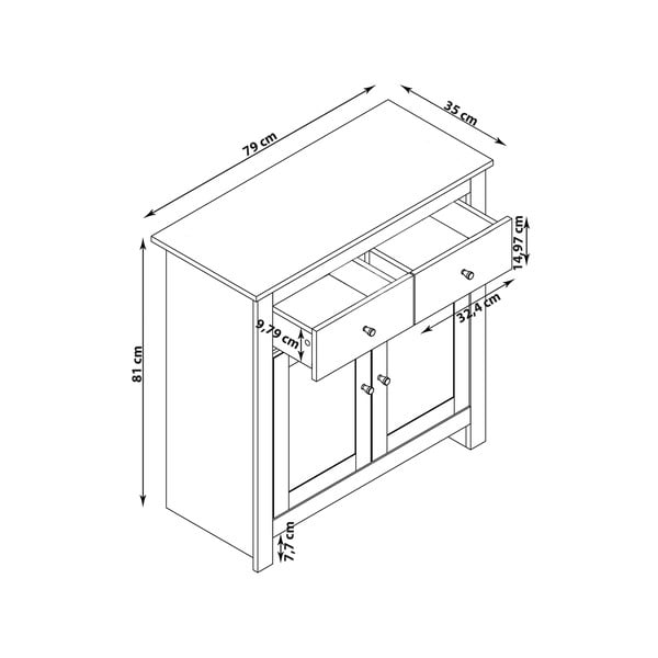 Szaro-naturalna niska komoda w dekorze dębu 79x81 cm Emerald – Støraa-image-3