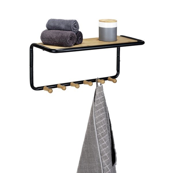 Czaro-naturalny metalowy wieszak ścienny z półką Loft – Wenko-image-2