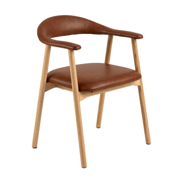 Koniakowo-naturalne krzesła z imitacji skóry zestaw 2 szt. Addi – Actona
