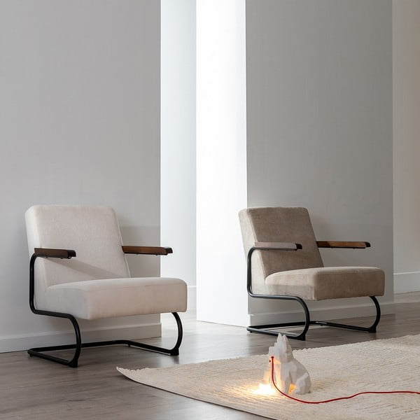 Szarobrązowy fotel z tkaniny szenilowej Industra – Ixia-image-4