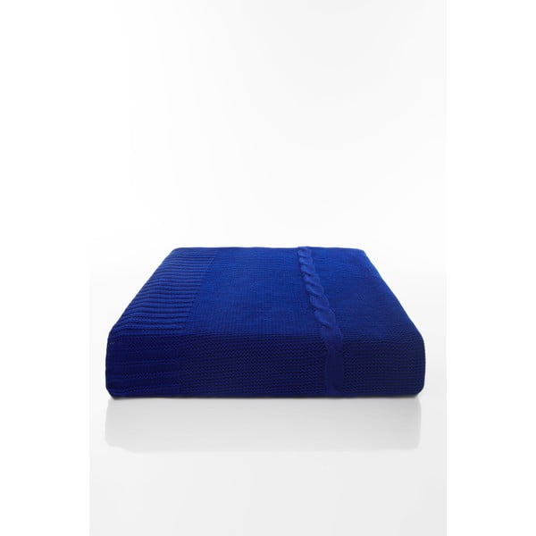 Ciemnoniebieski koc Home De Bleu Lora, 170x130 cm