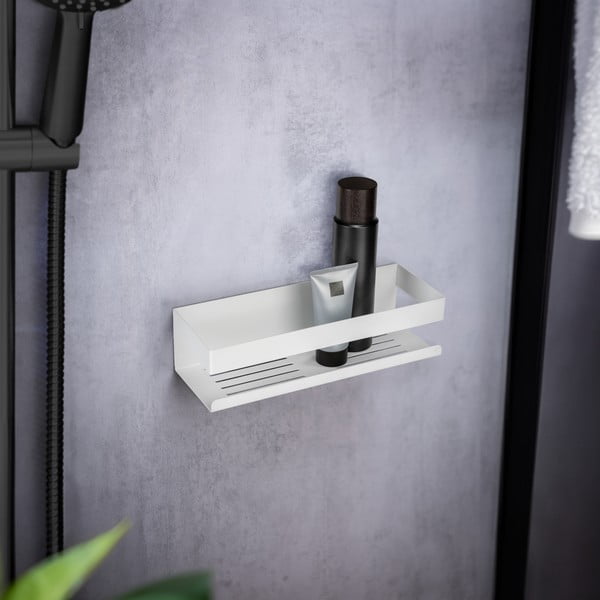 Półka łazienkowa z mocowaniem Turbo-loc ze stali nierdzewnej w matowym białym kolorze bez wiercenia Genova – Wenko-image-1