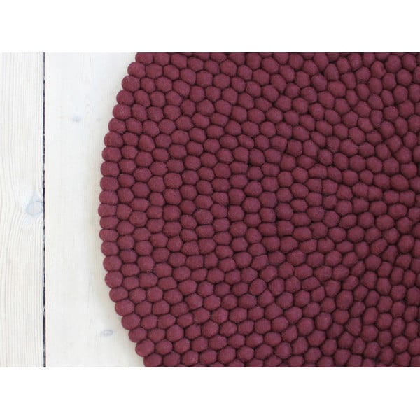 Ciemnowiśniowy wełniany dywan kulkowy Wooldot Ball Rugs, ⌀ 120 cm