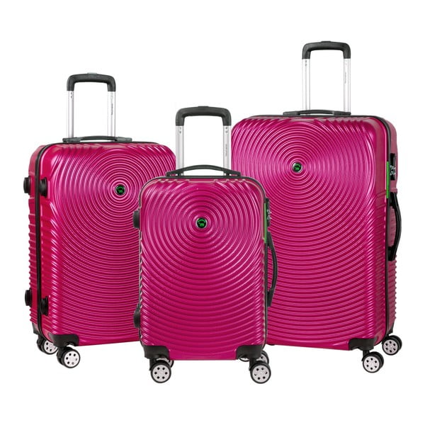 Zestaw 3 różowych walizek na kółkach Murano Traveller