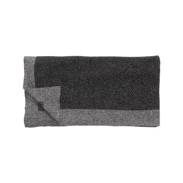 Czarno-szary bawełniany koc Hübsch Dust, 130x200 cm