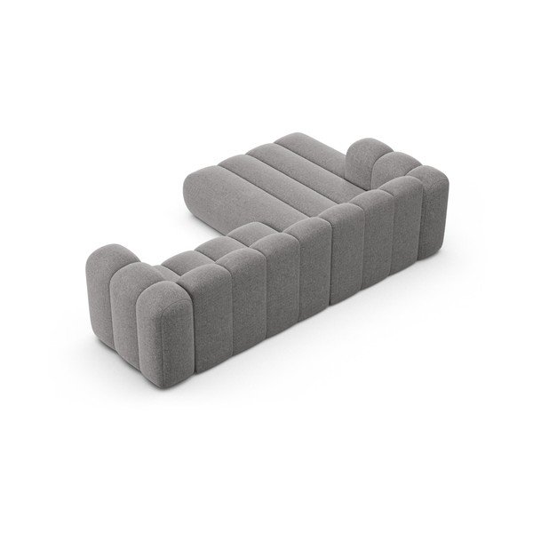 Szary narożnik z tkaniny szenilowej (lewostronny/z szezlongiem) Lupine – Micadoni -image-3