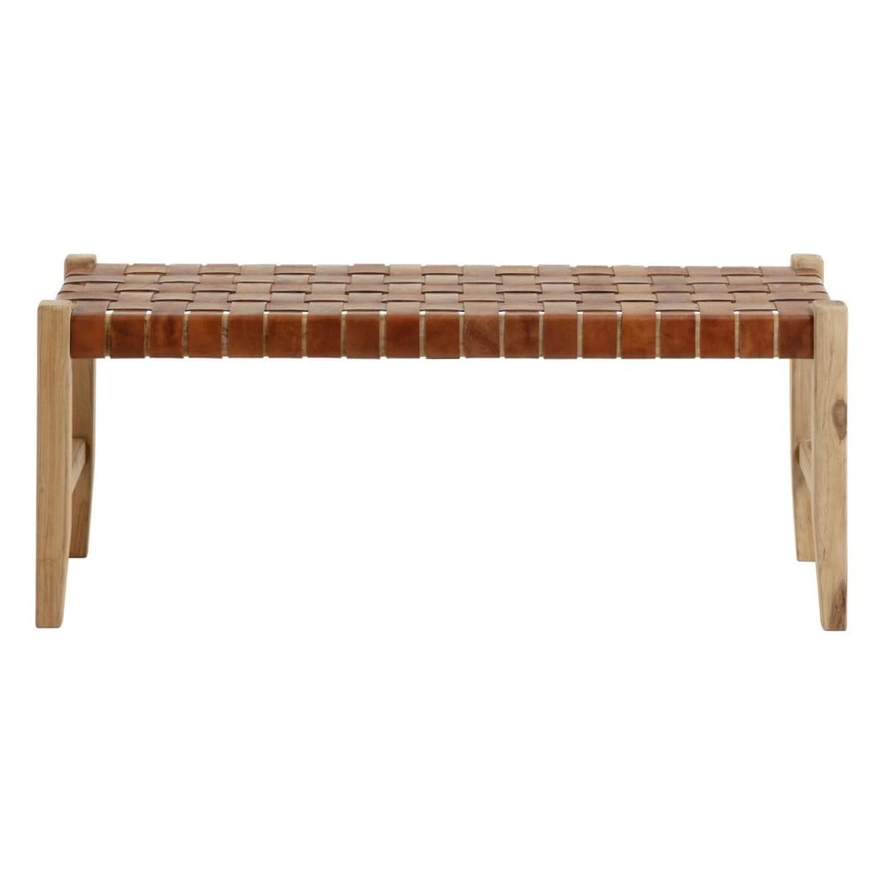 Koniakowo-naturalna skórzana ławka Calixta – Kave Home