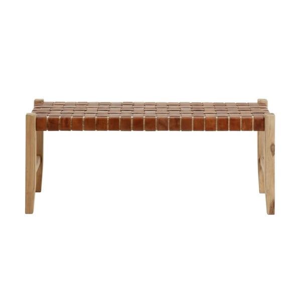 Koniakowo-naturalna skórzana ławka Calixta – Kave Home