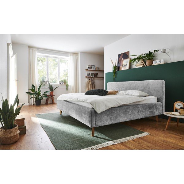 Szare tapicerowane łóżko dwuosobowe bez stelaża 160x200 cm Mattis – Meise Möbel-image-1