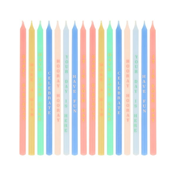 Świeczki na tort zestaw 16 szt. Birthday Phrases – Meri Meri-image-2
