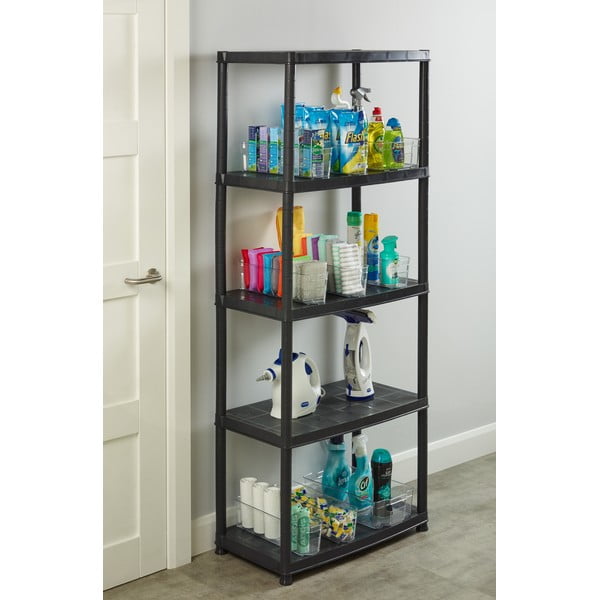 Czarny plastikowy regał do garażu 71x170 cm – Addis-image-1