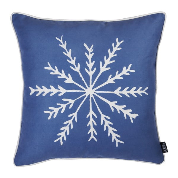 Niebieska poszewka na poduszkę ze świątecznym motywem Mike & Co. NEW YORK Honey Snowflake, 45x45 cm