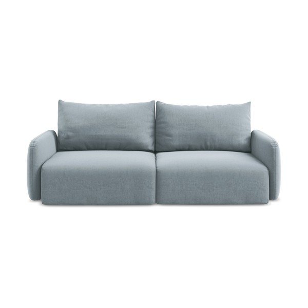 Niebieska aksamitna rozkładana/ze schowkiem sofa 238 cm Kalena – Makamii