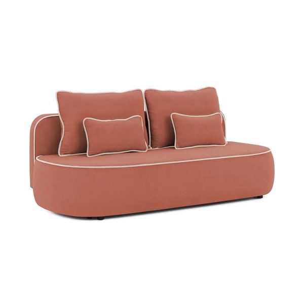 Różowa/jasnoszara aksamitna rozkładana/ze schowkiem sofa dla dzieci 210 cm Saga – Ropez
