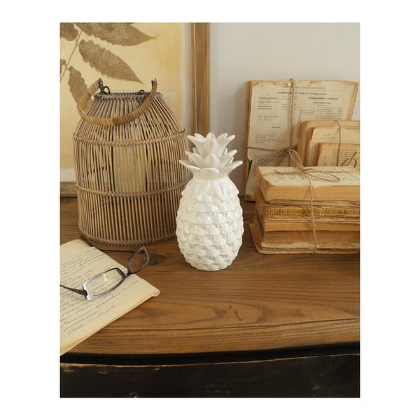 Biały ananas ceramiczny Orchidea Milano Tropical Pineapple, wys. 20 cm