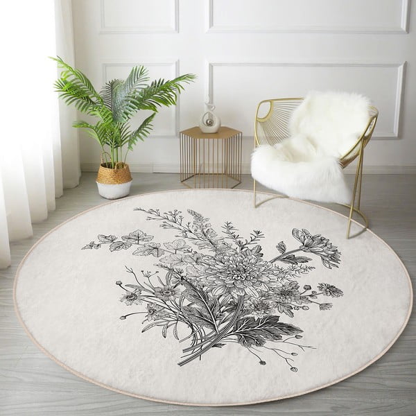 Kremowy okrągły dywan odpowiedni do prania i robotów sprzątających ø 80 cm Comfort – Mila Home-image-3