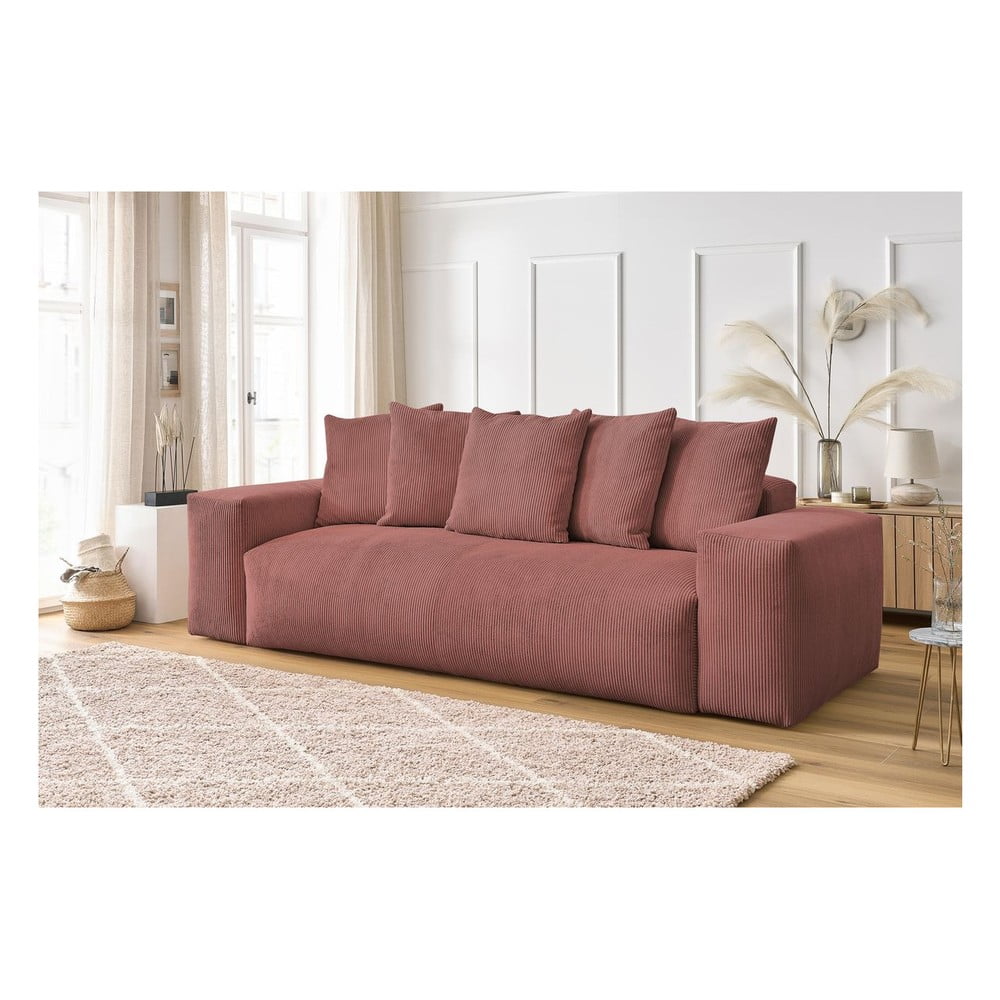 Jasnoróżowa sztruksowa sofa 280 cm Voltaire – Bobochic Paris (zdjęcie 10)