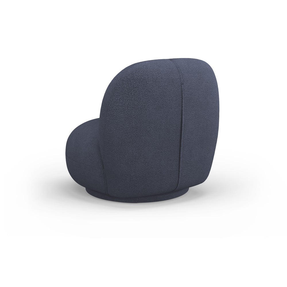 Ciemnoniebieski fotel z materiału bouclé Chuck – Micadoni Home (zdjęcie 3)