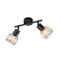 Czarna lampa sufitowa z metalowo-rattanowym kloszem 10x28 cm Straw – Fischer & Honsel