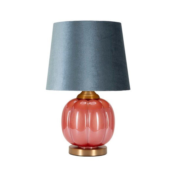 Czerwona/niebieska szklana lampa stołowa z tekstylnym kloszem (wysokość 50 cm) Helene – Mauro Ferretti