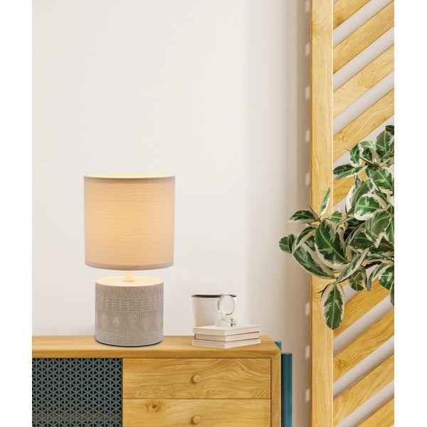 Beżowa lampa stołowa z tekstylnym kloszem (wys. 26 cm) Dina – Candellux Lighting-image-1