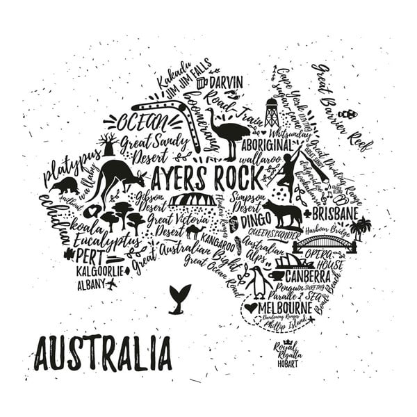 Obraz Homemania Maps Australia Pictures, 60x60 cm