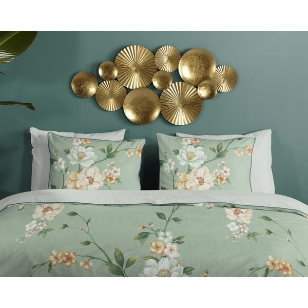 Zielona pościel jednoosobowa z satyny bawełnianej 140x220 cm Sizena – Descanso-image-2