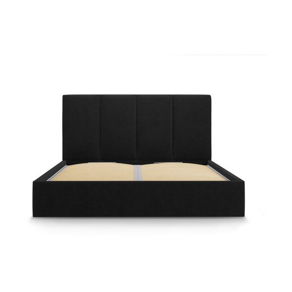 Czarne aksamitne łóżko dwuosobowe Mazzini Beds Juniper, 140x200 cm-image-1