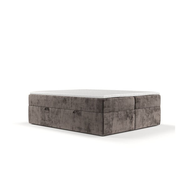 Brązowe łóżko boxspring ze schowkiem 200x200 cm Yoko – Maison de Rêve