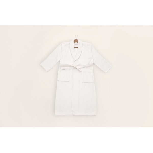 Biały bawełniany szlafrok w rozmiarze L/XL – Foutastic-image-1