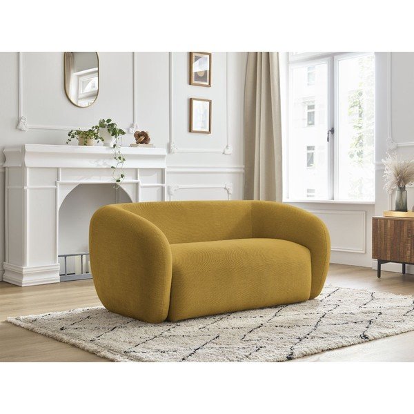 Żółta sofa z tkaniny szenilowej 160 cm Celine – Bobochic Paris-image-1