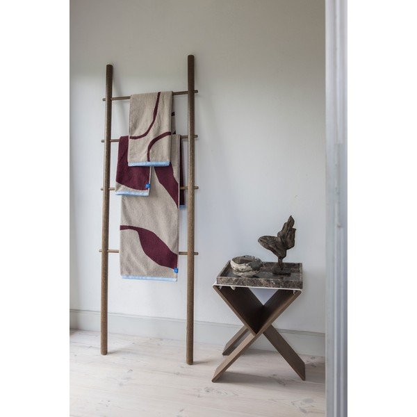 Bordowo-szarobeżowy ręcznik kąpielowy z bawełny organicznej frotte 70x133 cm Nova Arte  – Mette Ditmer Denmark-image-1