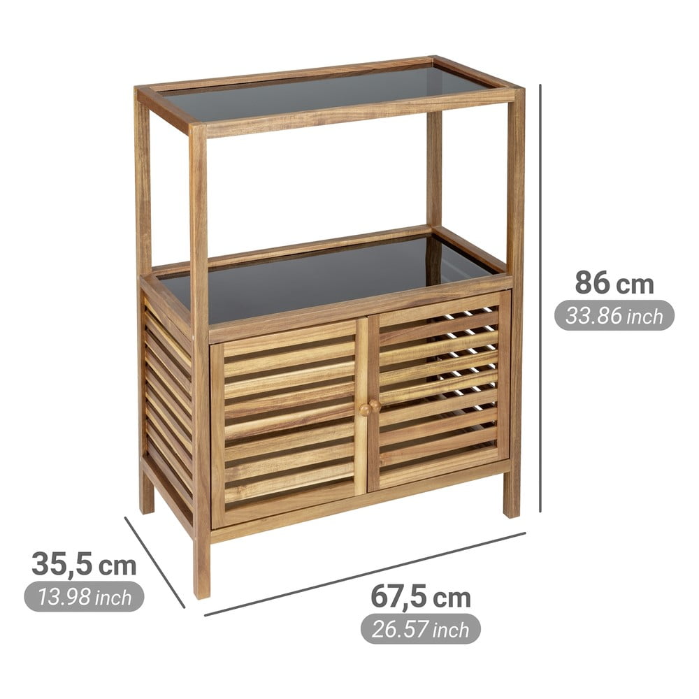 Czarno-naturalna niska szafka łazienkowa z litego drewna akacjowego 67,5x86 cm Fondi – Wenko (zdjęcie 3)
